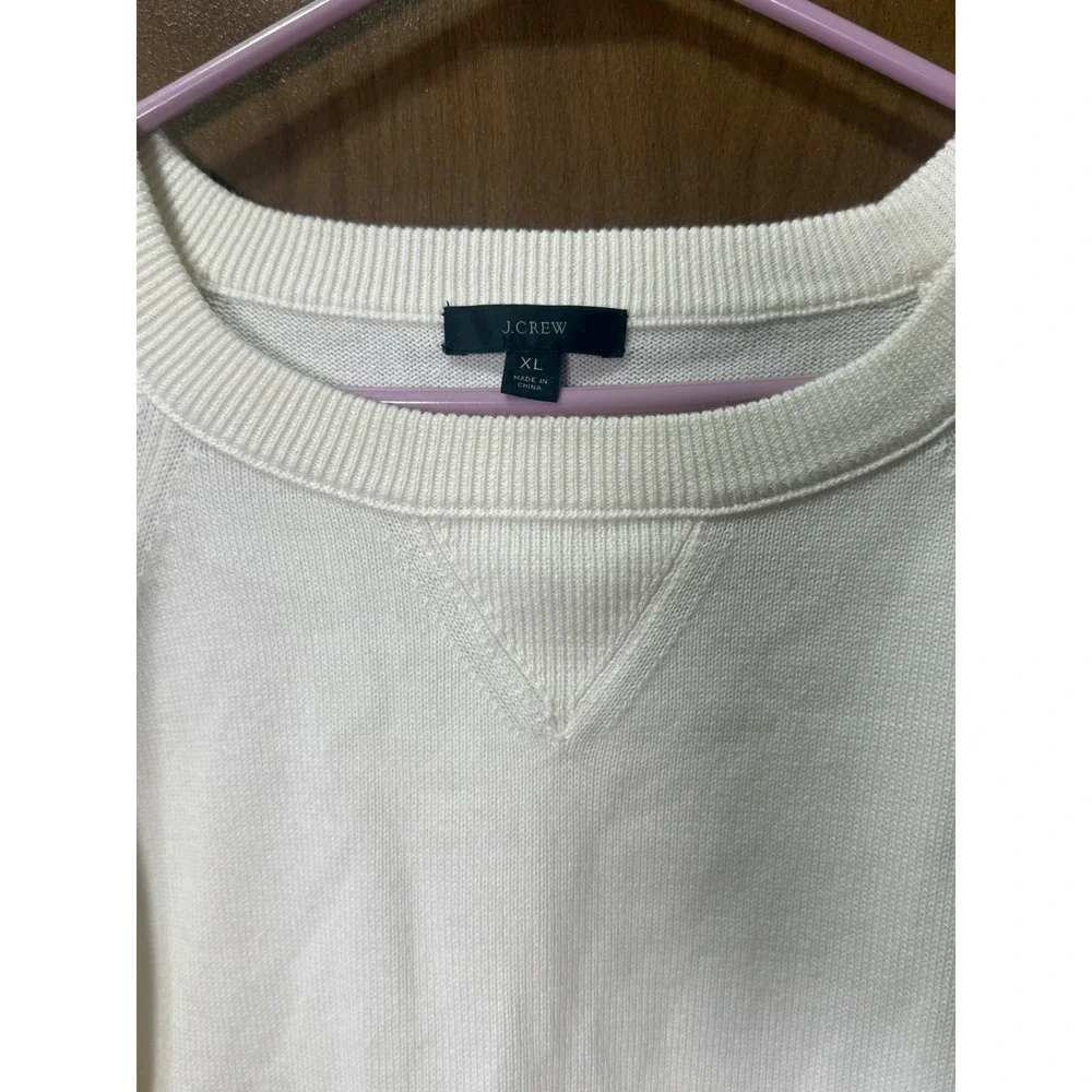 J. Crew Women's Crewneck Pullover sweater Ivory Sz XL Cotton/Cashmere Blend NWOT